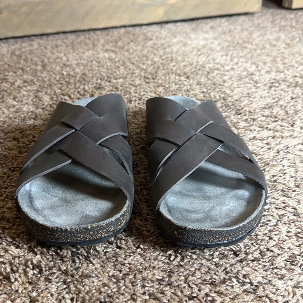 Haflinger Bo slide sandals with cross straps Size 10 Gray